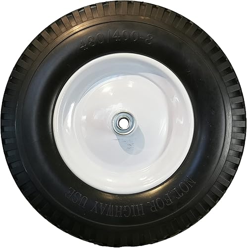 Miniatura 5 de N12 HORSESHOE - 2 neumáticos planos sin cruz negra de 4.804.00-8 pulgadas para carretillacarro, universal de 16 pulgadas con borde de acero con