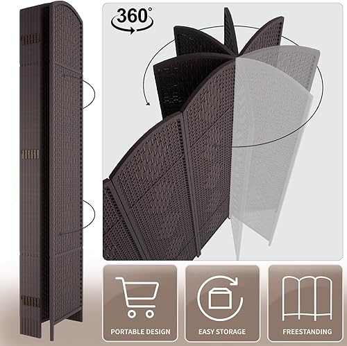 Miniatura 7 de Rose Home Fashion RHF Biombo de 6 pies de alto paneles de fibra tejida en rombos biombo divisor de habitación biombo plegable