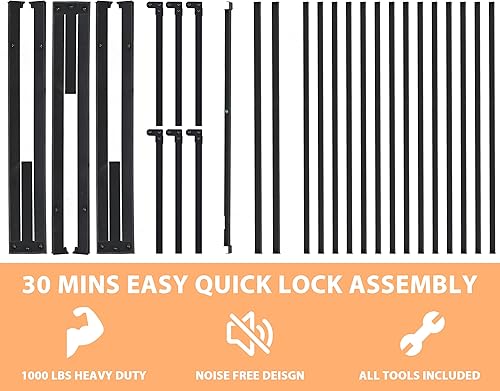 Miniatura 6 de Capacmkseh Base de cama de metal de 14 pulgadas con cabecero, base de cama resistente, base de colchón con almacenamiento, no necesita somier,