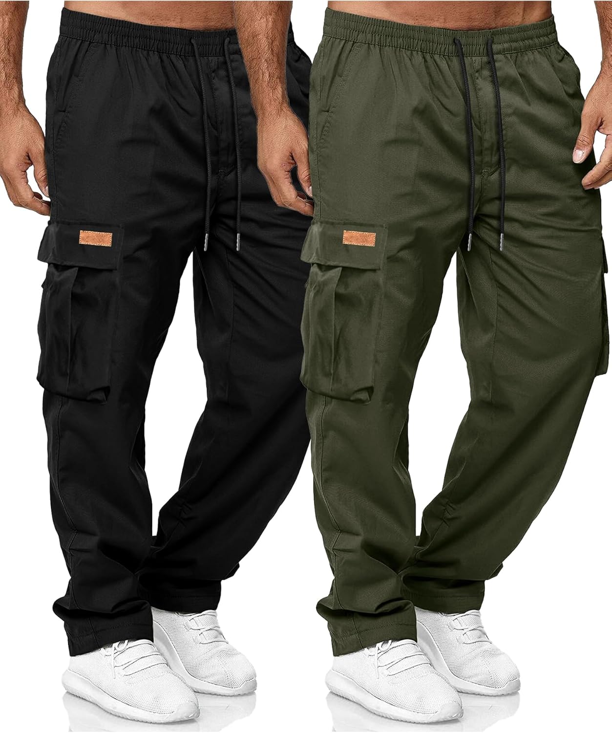HOTake Men's Casual Cargo Sweatpants Waist Drawstring Joggers Hiking Tactical Pants for Men with Pockets
