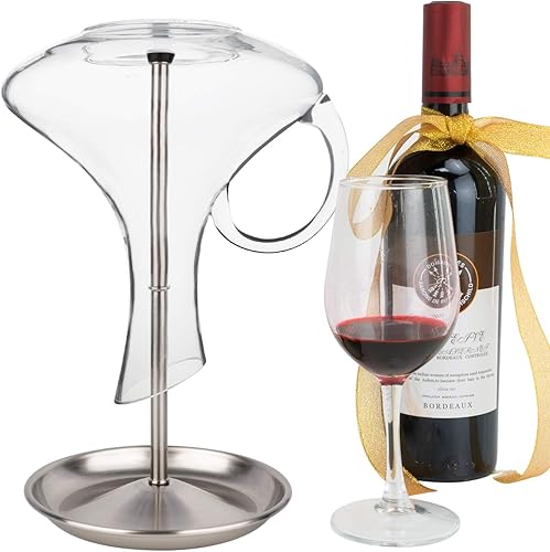 Miniatura 7 de Soporte de secado de decantador de vino con cabeza de silicona para evitar arañazos, estante desmontable con base de captura de goteo con tapón de