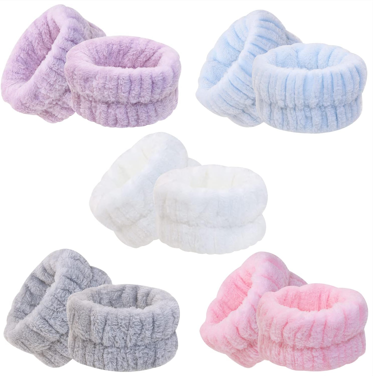 Tupalizy10PCS Absorbent Wrist Bands for Washing Face Wrist Towels Sweatbands Spa Wash Bands for Preventing Water Dripping down Your Arms Women Girls Makeup Skin Care Sports Travel Bathroom Kit Supply