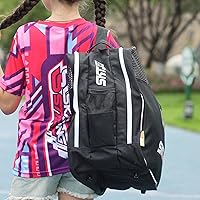 Vista 6 de Bolsa de patinaje con correa ajustable para el hombro para niños y adultos para sostener patines en línea y rodilleras