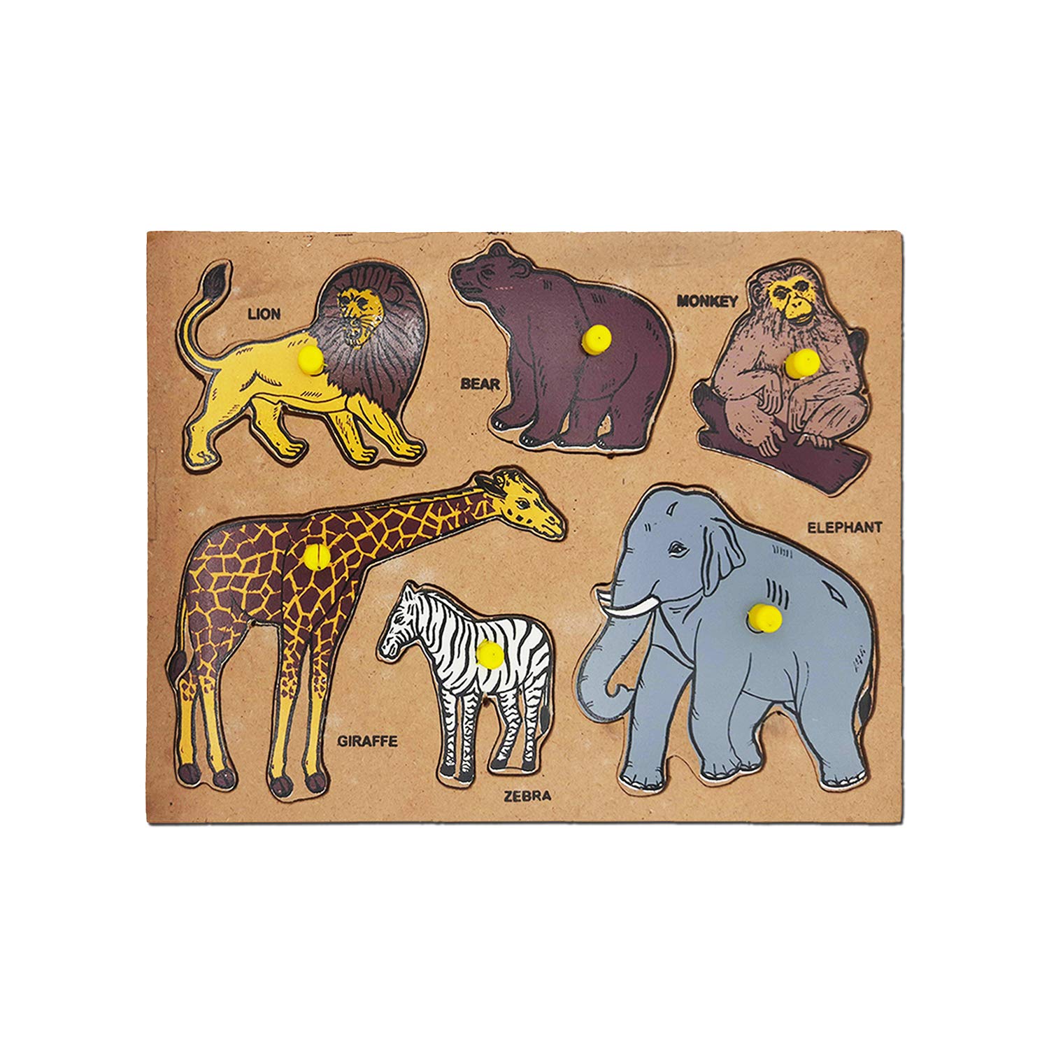 Kids Mandi Wooden Puzzle Learning Educational Board with Knobs for Above 3 Years, (6 Wild Animals) - Multicolor (B08K4Q7SZ9) Amazon Price History, Amazon Price Tracker