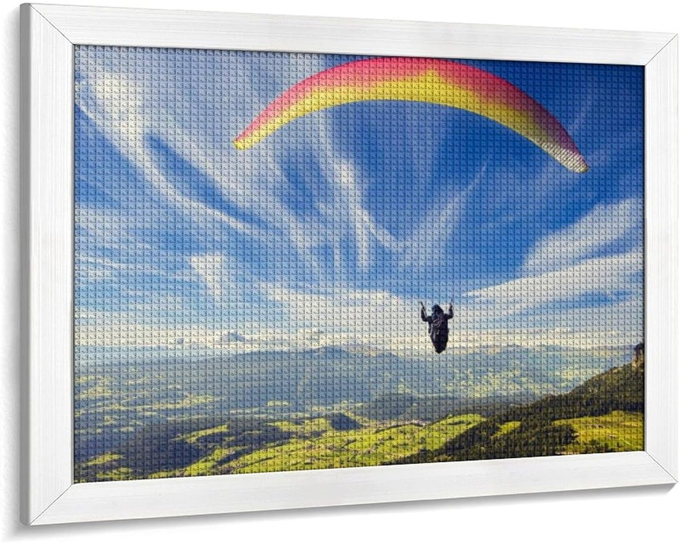Paragliding Printed Diamond 5D Painting Kits DIY Full Drill Crafts for Home Wall Decor 16x20 Inch White Wood 50 * 40cm