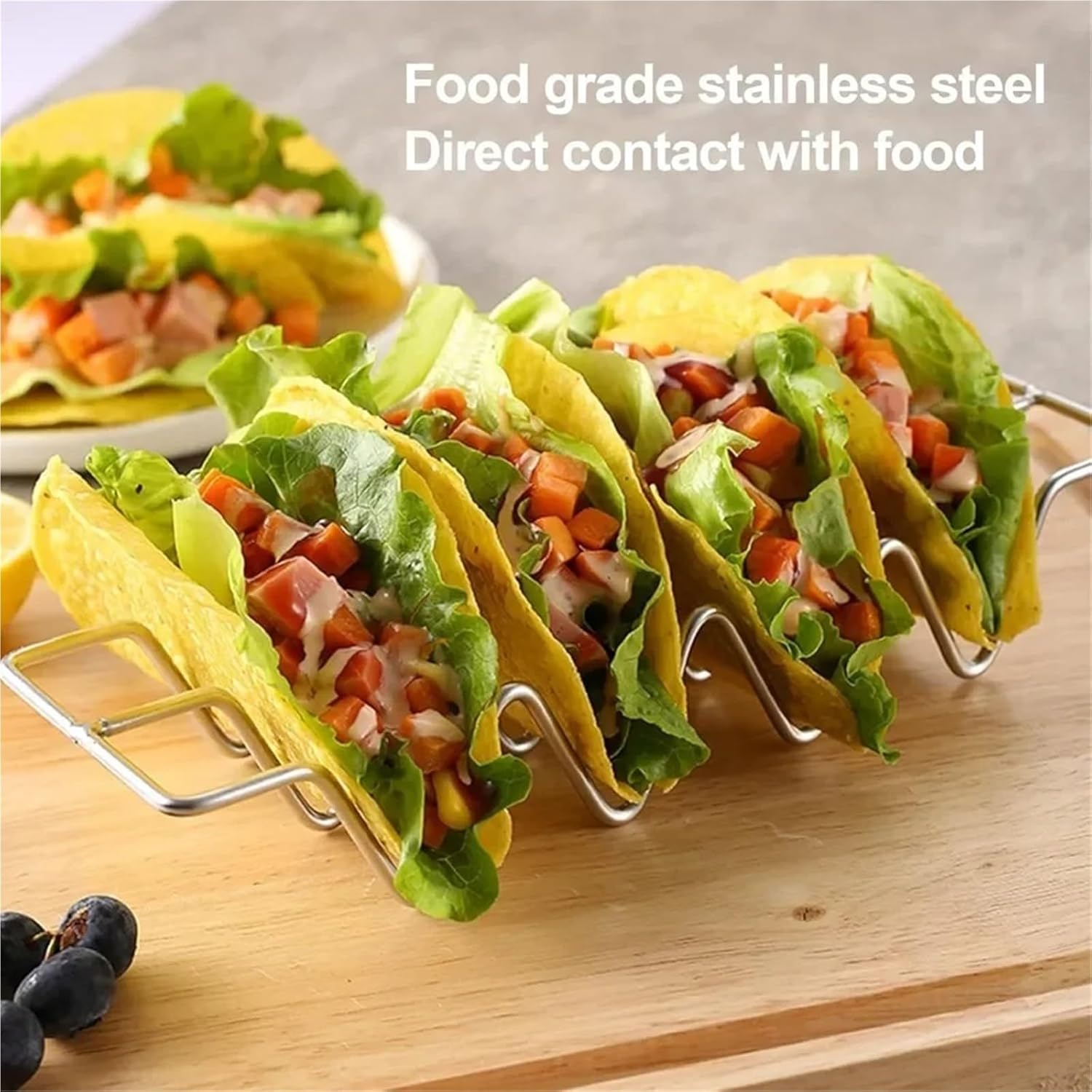 Taco Holder 4PCS Taco Holder Stand Stainless Steel Tortilla Pancake Creative Wave Shape Tray Rack Kitchen Gadgets For Baking and Grill