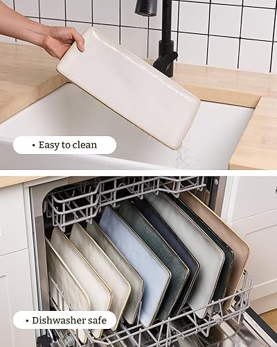 Miniatura 24 de Famiware Plato de servir, rectangular de 15.67/14.1/12.6 pulgadas para entretenimiento, apto para microondas y lavavajillas, bandejas de cerámica