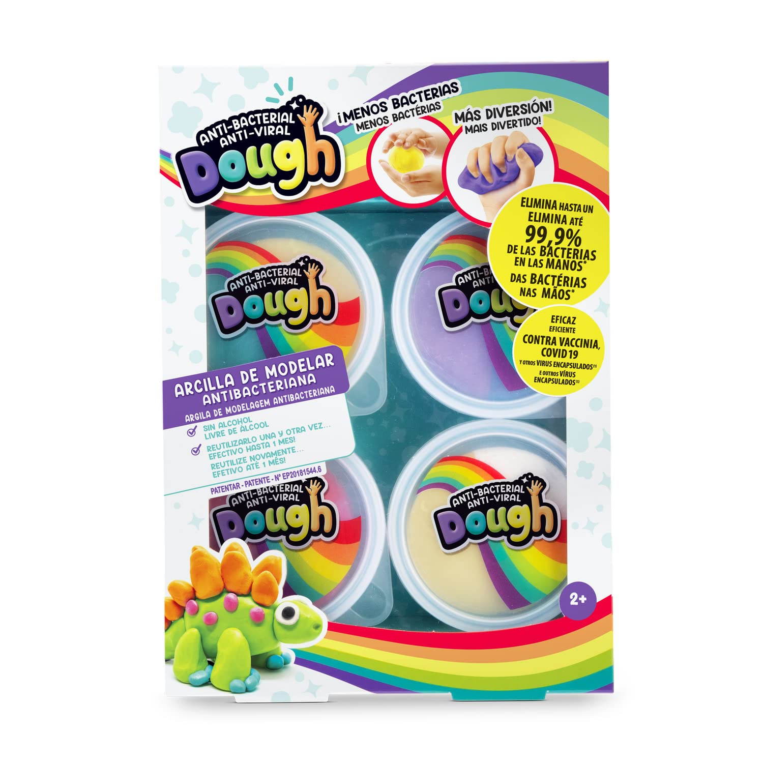 Canal Toys - Antibacterial Dough - Juego de 4 botes de Arcilla de modelar antibacteriana, Color surtido (SND 001)