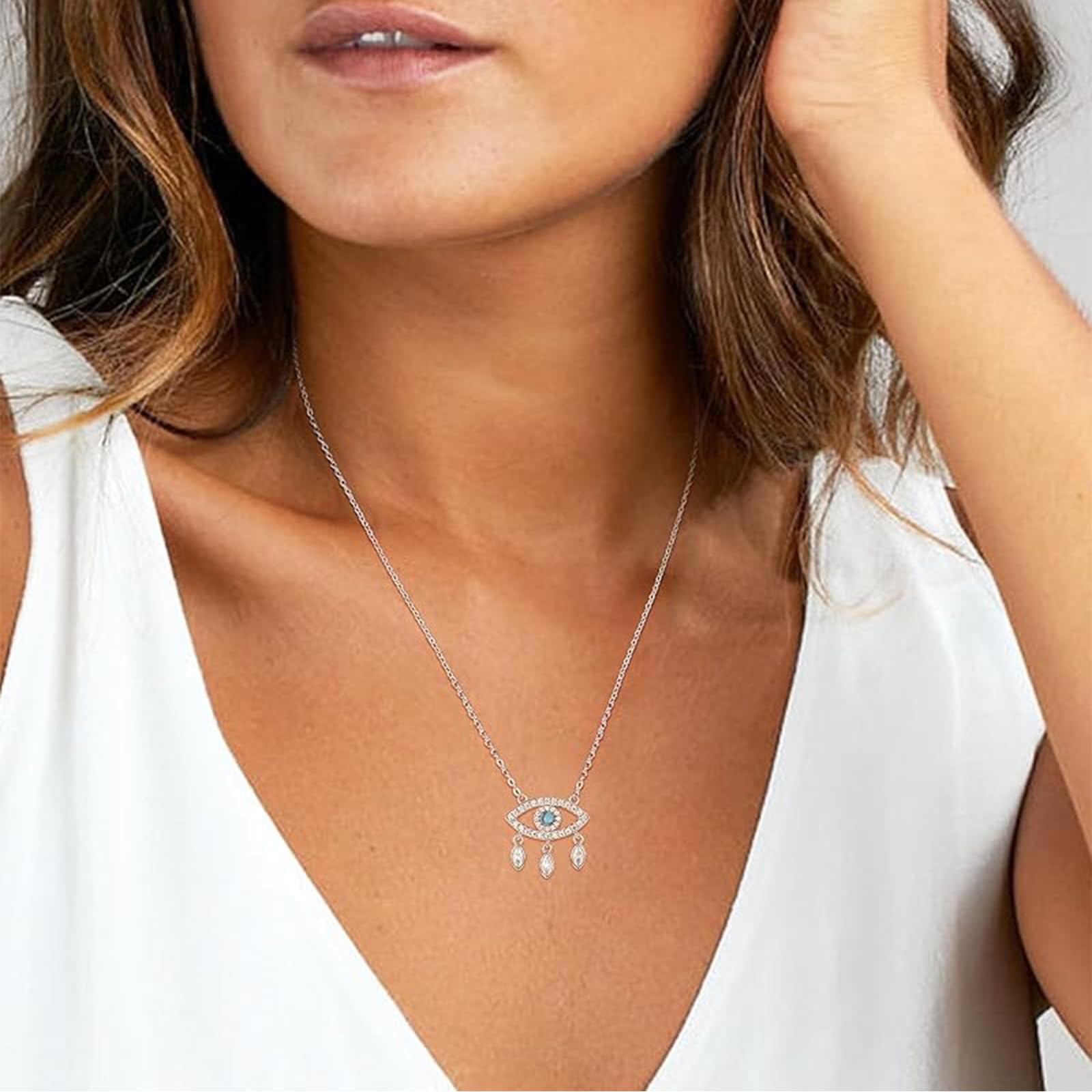 AENEAS Collar de plata de ley con diseño de atrapasueños Ojo Turco de plata de ley turquesa para mujer, regalo de cumpleaños para ella