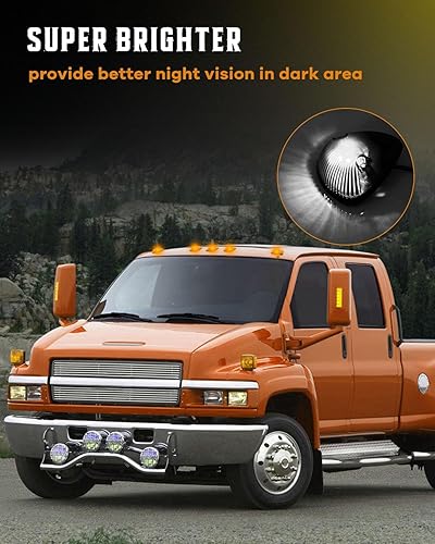 Miniatura 8 de cciyu Reemplazo para 94-98 para Dodge para Ram 2500 3500 Black Smoked Cab Roof Top Marker Lámparas de Correr con bombillas LED blancas (5 piezas)