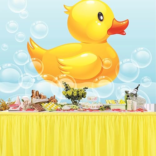 Miniatura 2 de Renaiss Telón de fondo de pato amarillo de 5 pulgadas de ancho x 4 pies de alto para natación, pato, pato, burbujas, juguete de fotografía para