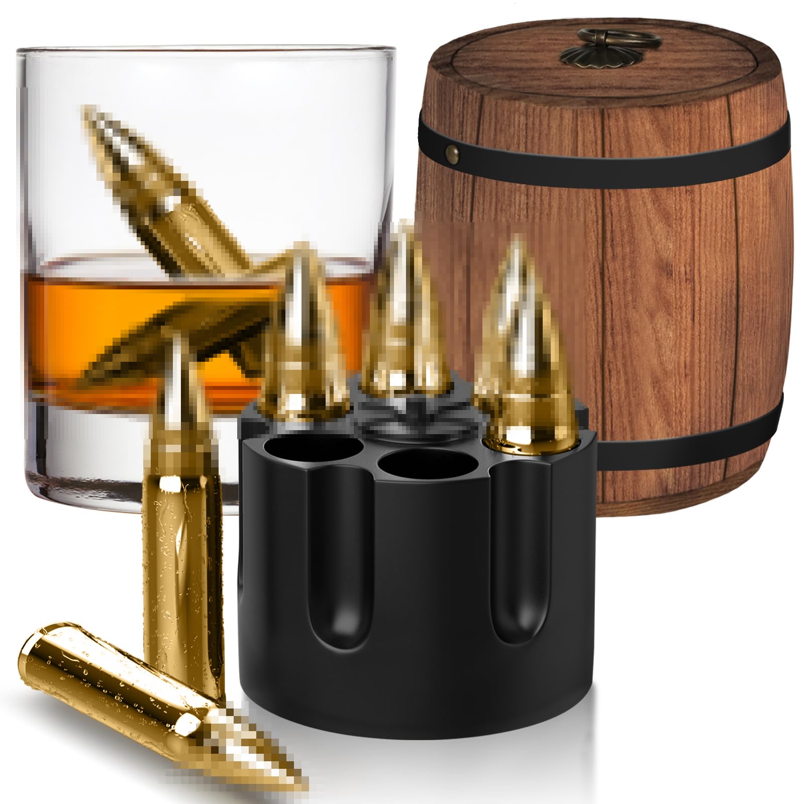 Grogife Birthday Gift for Men – Whisky Stones Gifts for Man, Love Whiskey Gift Set, Birthday Men's Day, Stainless Steel Ice Cube Cartridges for Partner, Husband, Dad, Boyfriend