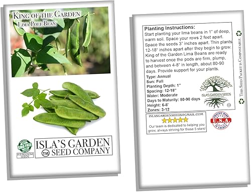 Miniatura 4 de King of The Garden - Semillas de frijol Lima para plantar, frijol de poste, más de 25 semillas tradicionales por paquete, semillas de jardín de Isla
