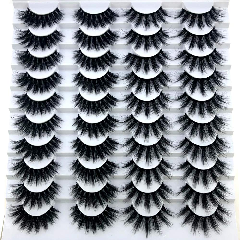 HBZGTLAD 20 pairs 2 Styles 3D Mink Lashes Natural False Eyelashes Dramatic Volume Fake Lashes Makeup Eyelash Extension Thick Lashes (00-7)
