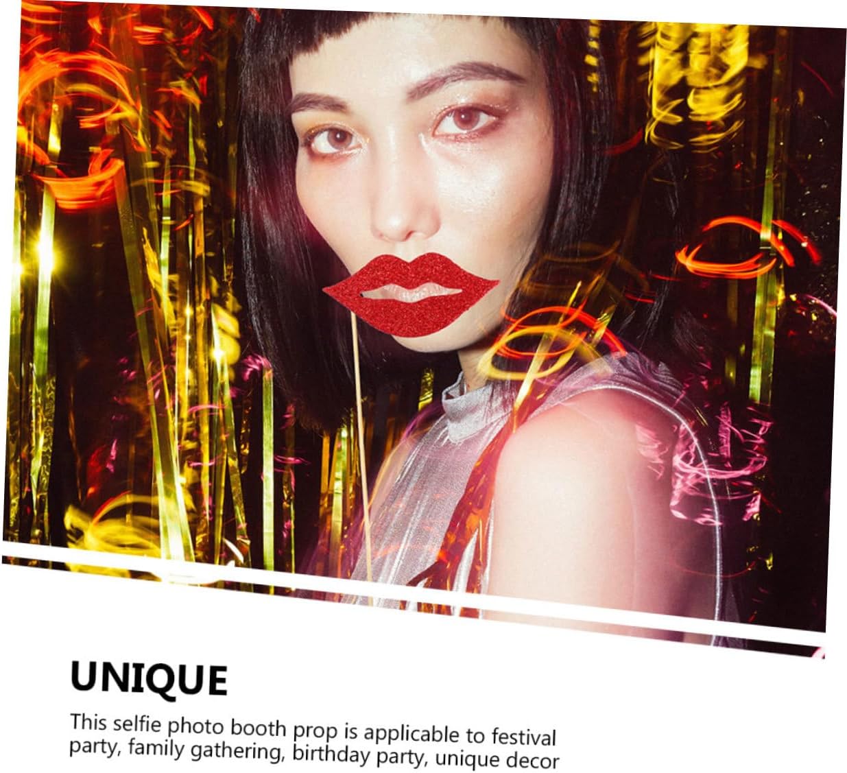 VICASKY 20pcs Red Lips Photo Booth Props Handheld Selfie Photo Accessories for Valentines Day Wedding Birthday Parties Creative Fun Party Decorations