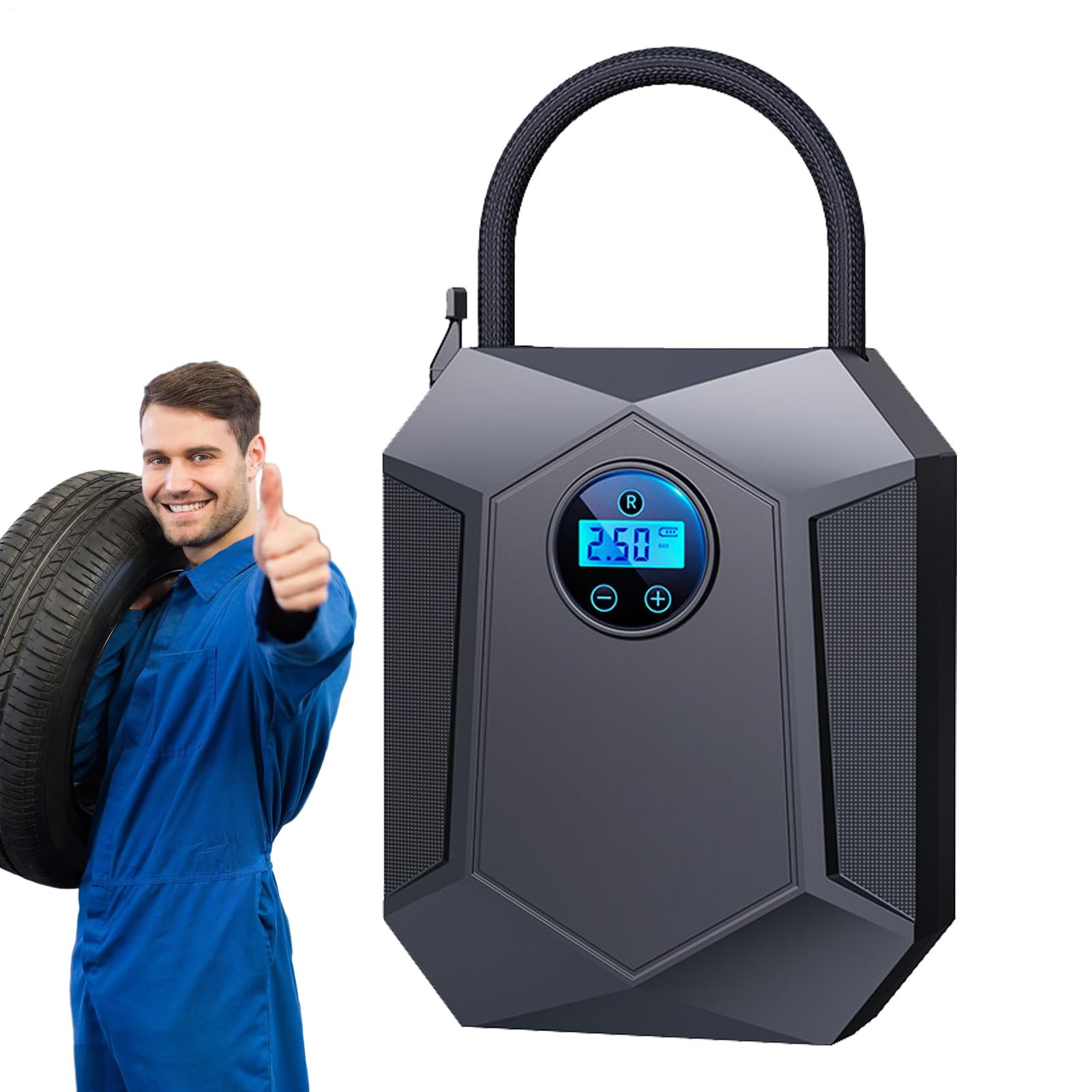 Compressore per pneumatici, con display multifunzione, compressore per pneumatici da auto, per viaggi, pendolari, gite in famiglia, viaggi brevi, garage, moto, pallacanestro