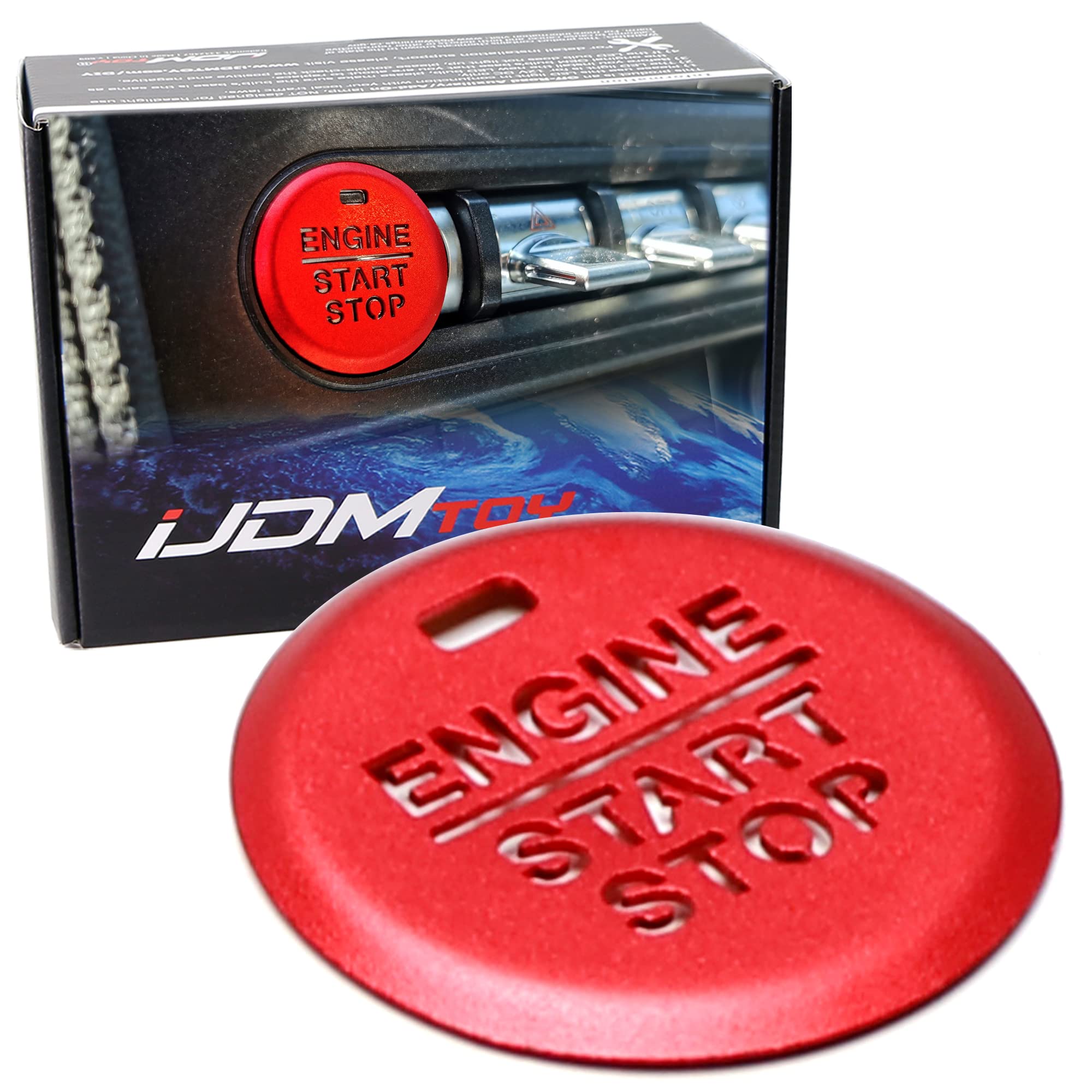 Red Aluminum Alloy Engine Start Button Cover For Toyota Camry, Corolla, RAV4, Tacoma & More