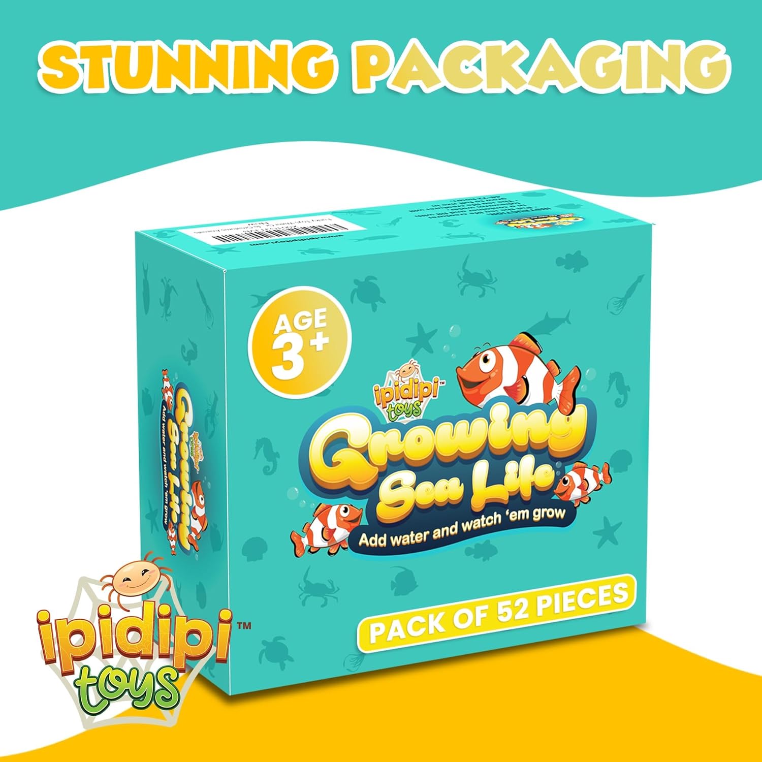 IPIDIPI TOYS Sea Creature Water Growing Toys for Kids – 52-Pack Ocean-Themed Water Growing Animals - Ocean Party Favors, Birthday, Goodie Bag Stuffers for Kids