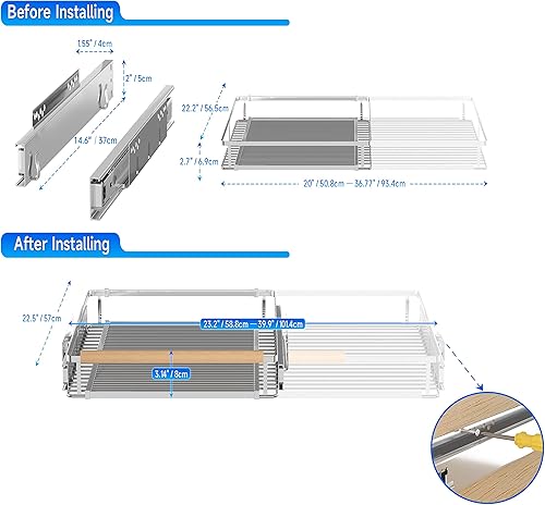 Miniatura 2 de Organizador de gabinete extraíble expandible, 23  39.8 pulgadas de ancho x 22.5 pulgadas de profundidad, estantes deslizantes resistentes de altura