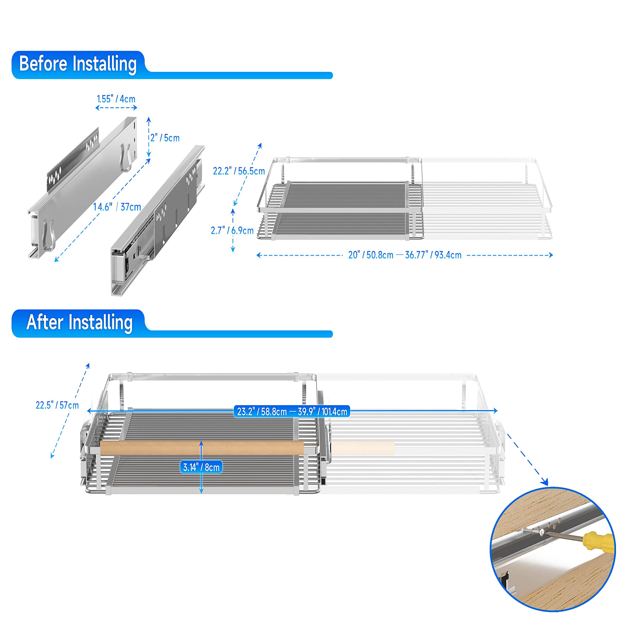 Organizer Espandibile Per Armadio – Larghezza Regolabile 30-45,7 Cm, Profondità 43,2 Cm, Ripiani Scorrevoli In Acciaio Inox - 2