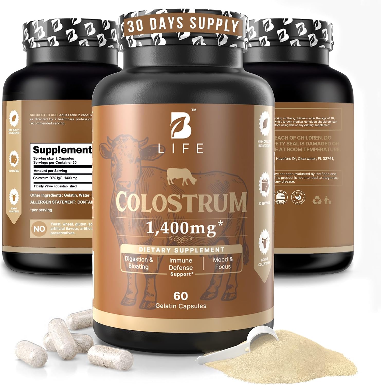 Amazon.com: B Life Company BLife Bovine Colostrum Supplement 1400mg ...