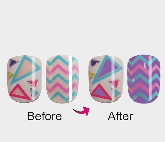 Vivace 5PACK 120tips Artificial Preglued Junior Sticker Nails For Kids (Color Changing)