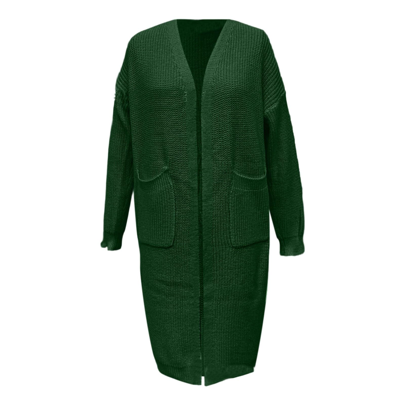 Cardigan à manches longues pour femme - En grosse maille - Décontracté - Automne - Hiver - Long tricot - Pull surdimensionné - Pour le printemps et l'automne - Veste de transition décontractée