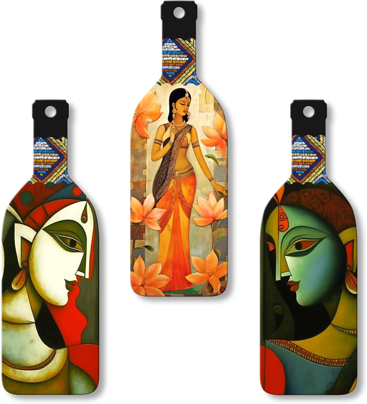 Artvibes Abstract Art Beautiful Woman Wooden Wall Hanging for Home Decor | Decoration Items for Livingroom | Art Item for Office | Decorative Mdf Wall Hanger Artwork (WH_9503N), (Set of 3)