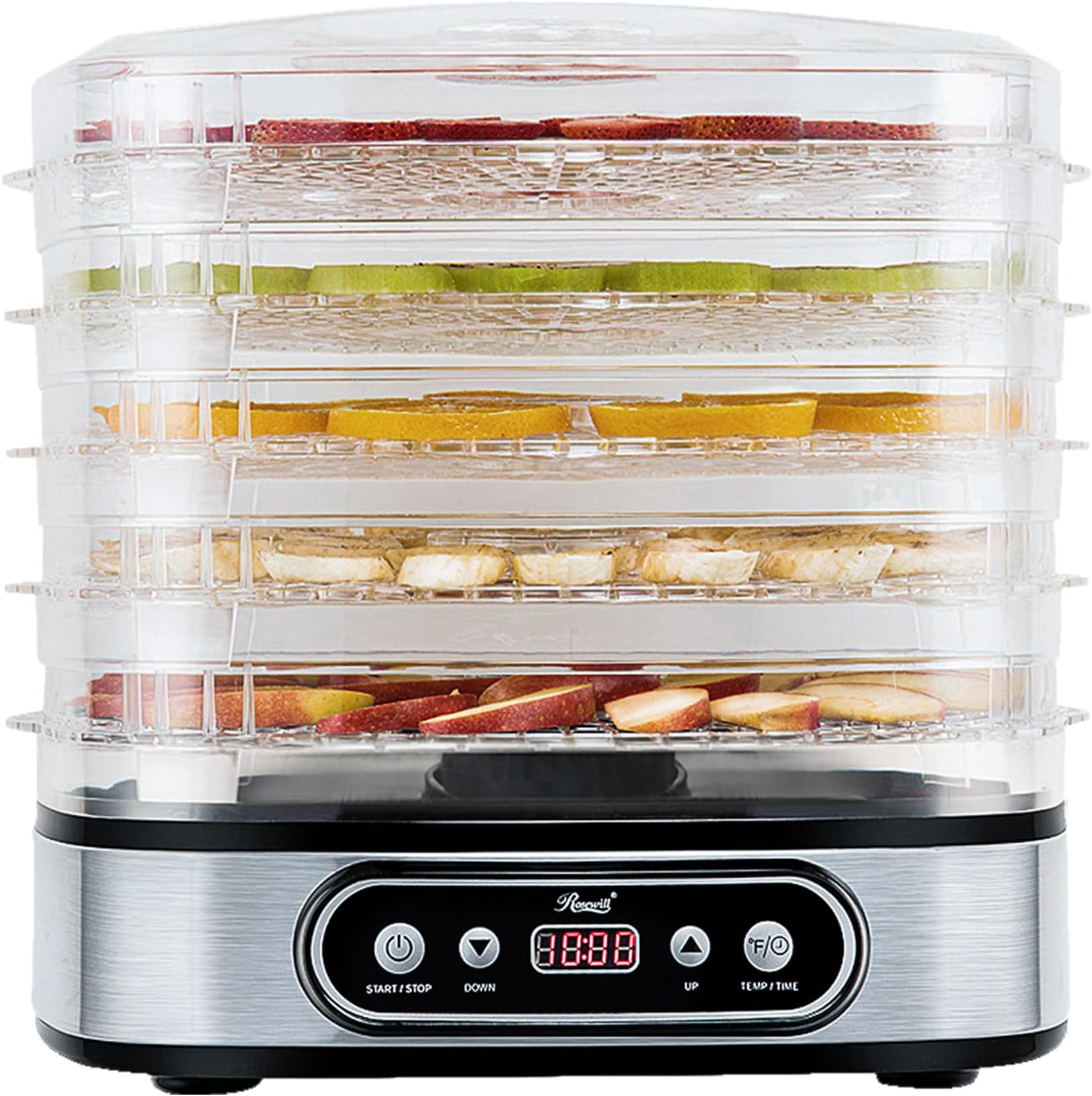 Rosewill Essential Food Dehydrator, 5 Stackable Trays with Adjustable 48H Timer and Temperature Control - Electric Food Preserver for Jerky, Fruits, Veggies, Meat & Dog Treats, Large capacity