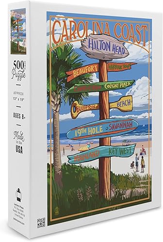Hilton Head, Carolina del Sur, letrero de destinos (19 x 27 pulgadas, rompecabezas prémium de 500 piezas para adultos y familia, fabricado en