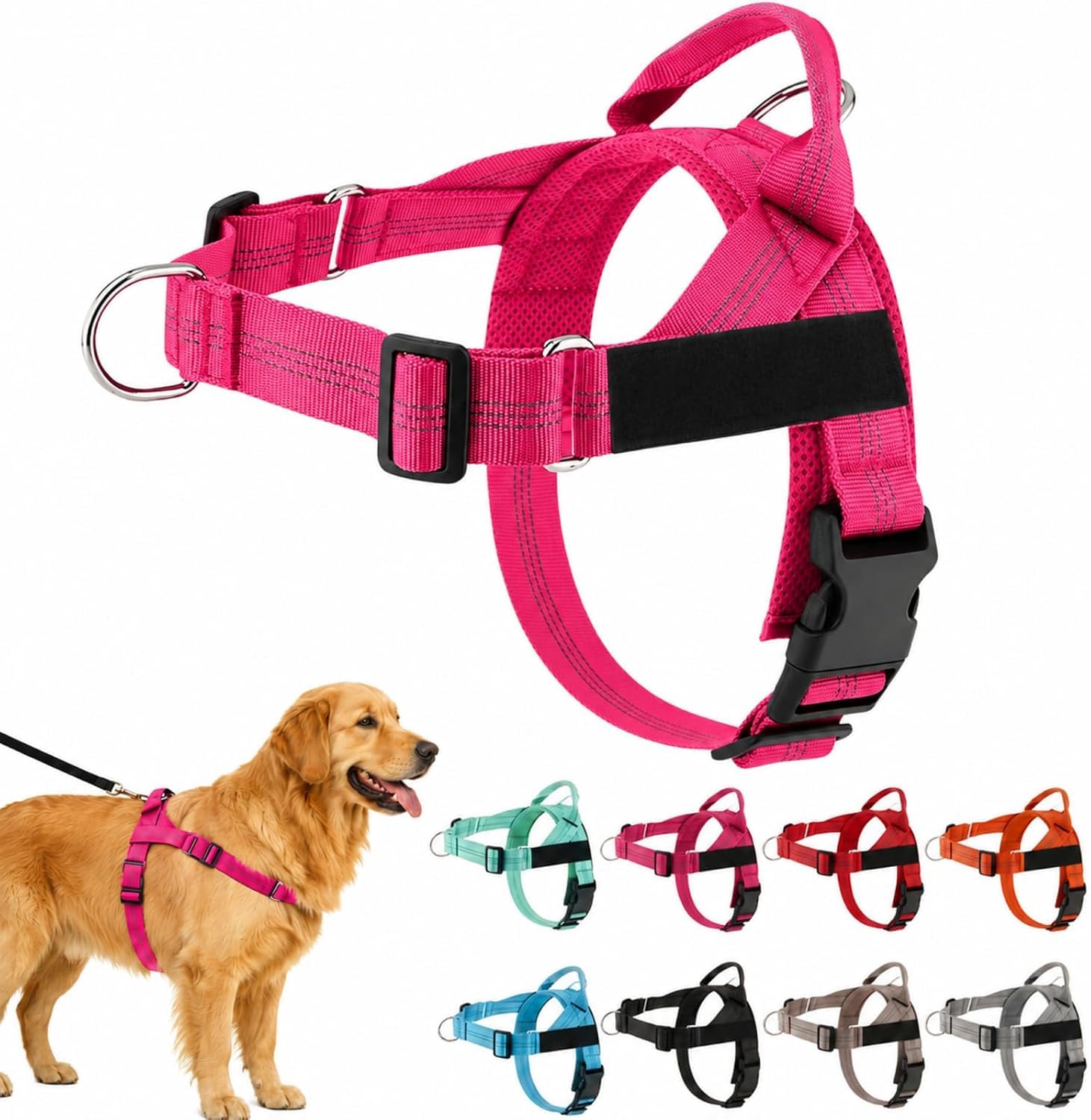 Dog Harness No Pull, Reflective Adjustable Dog Training Vest Soft Padded Comfort Fit Escape Proof Dogs Harness for Outdoor Walking