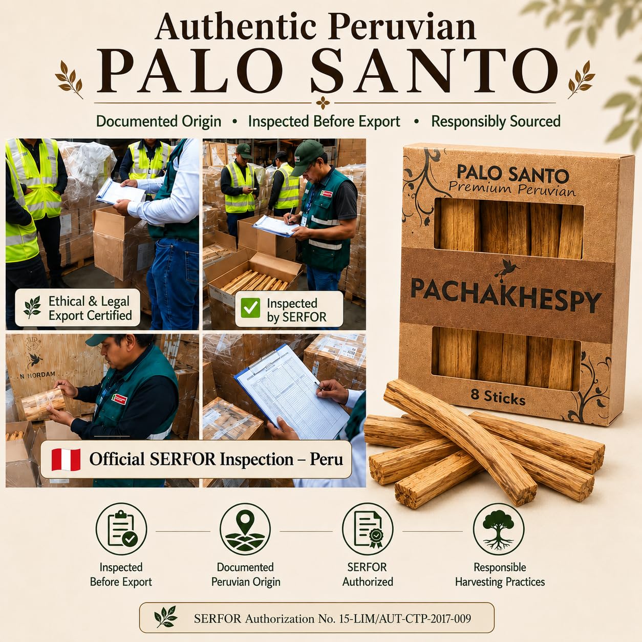 Palo Santo Sticks Authentic Smudging Peru – 8 Stück für Energieinigung, Aromatherapie, Meditation, 100 % natürlich, ethisch unbedenklich, nachhaltiges Heilholz, Premium-Qualität, Reinigung
