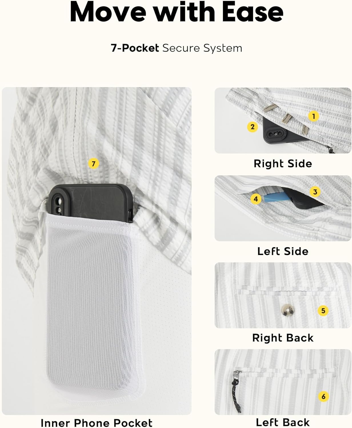 maamgic Mens Seersucker Shorts with Compression Liner, Men's 5.5 Inch Casual Shorts for Daily, Gym, Travel & Beach - Image 4