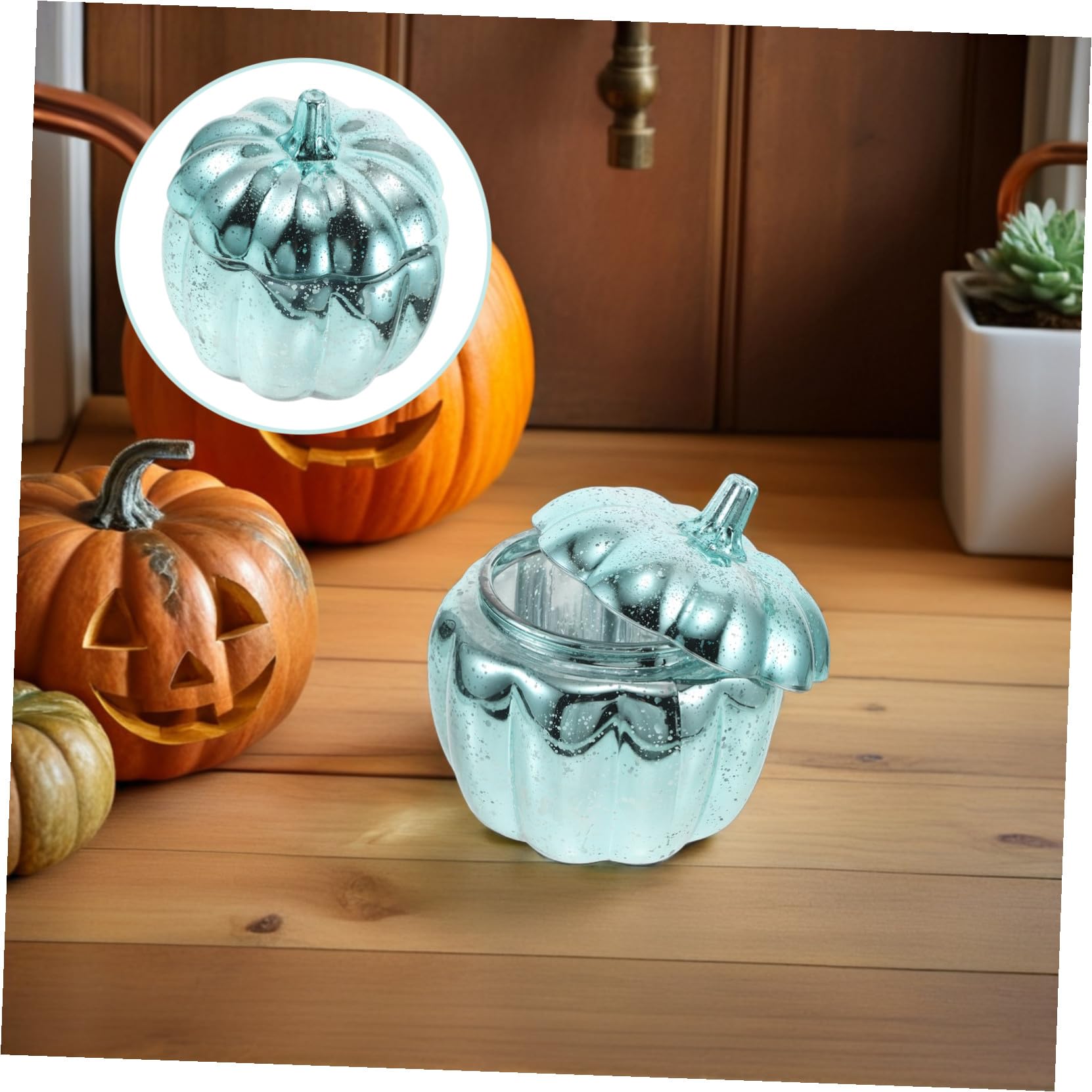 ULTECHNOVO Kürbisförmiges Glas mit Deckel für Snacks und Gewürze Aufbewahrungsglas im Herbstdesign für Küche und Dekoration