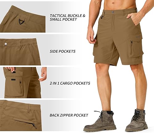 Miniatura 4 de Pantalones cortos de senderismo para hombre, de secado rápido, ligeros, con múltiples bolsillos, para pesca, campamento, golf