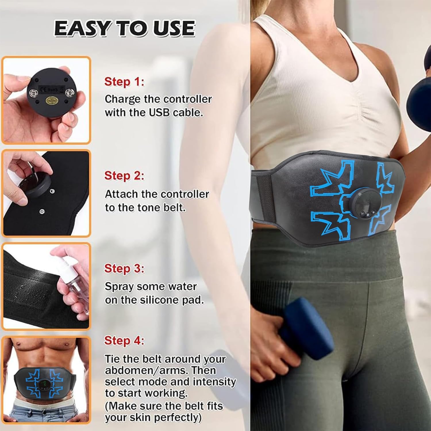 ABS Stimulator Abdominal, MHD TENS EMS Muscle Stimulator for Muscle Conditioning, Ideal for Core Strength and Abs/Arms/Legs Fitness Training at Home or Gym - Image 5