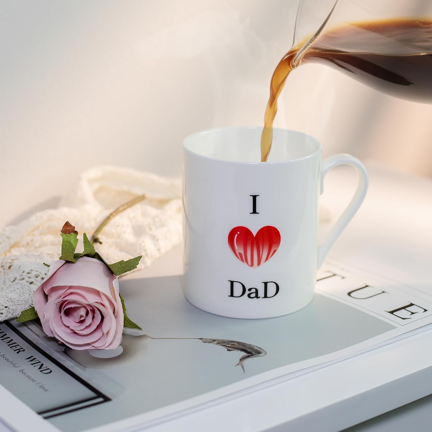 Heat Color Changing Coffee Mug for Dad - 12 oz Ceramic Love Heart Cup Gift