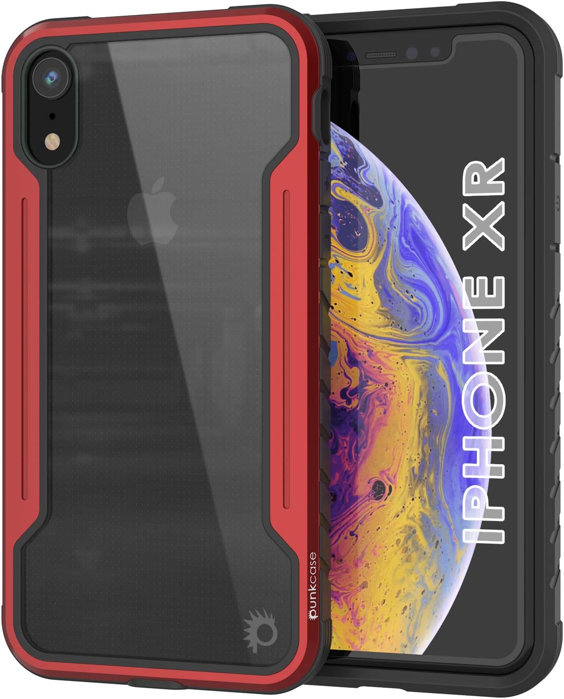 PunkCase for iPhone XR [Armor Stealth Series] Ultra Thin & Protective Military Grade Multilayer Cover W/Aluminum Frame [Clear Back] Ultimate Drop Protection for iPhone XR (6.1") (2018) (Red)