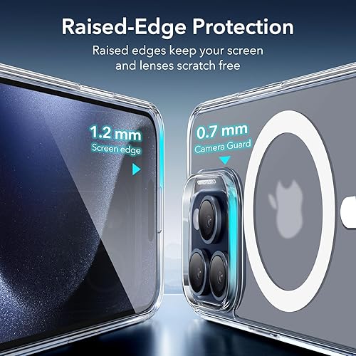 Vista 653 de ESR Funda para iPhone 15 Pro Max, compatible con MagSafe, de grado militar, negro transparente