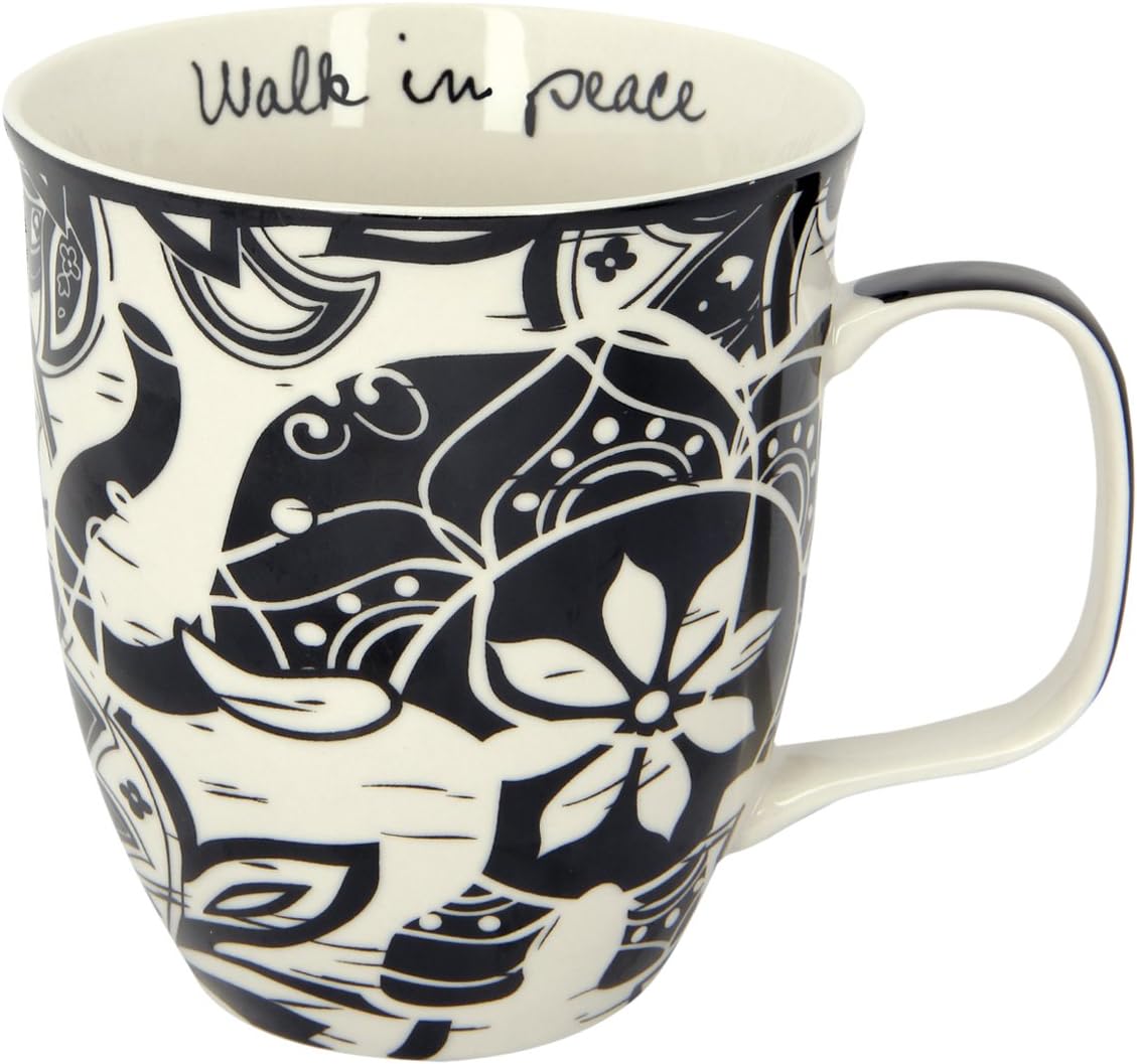 Karma Gifts KA101814 Black and White Mug, Ceramic, Elephant