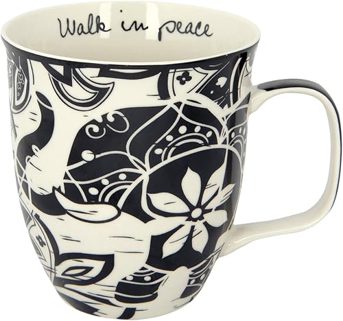Vista 77 de Karma Gifts - Taza bohemia de 16 onzas, color blanco y negro, diseño de sirena, bonita taza de café y té, tazas de café de cerámica para mujeres