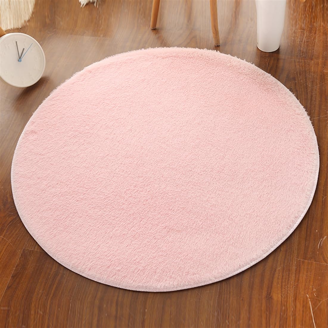 UEAUY Plush Round Rug Soft Indoor Modern Area Rugs Yoga Mat for Children Bedroom Home Decor Nursery Light Pink 3.3 Feet