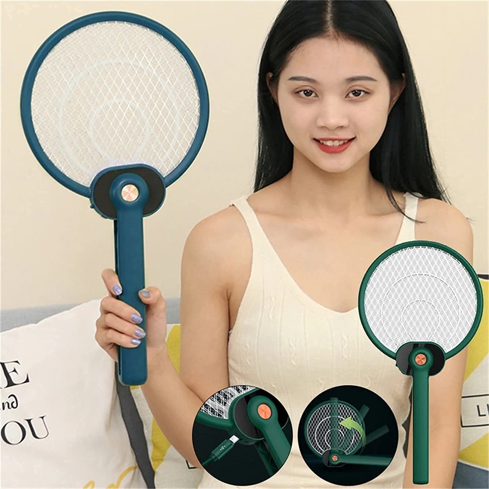 MU Swatter Eléctrico de Mosquitos, Botas Eléctricas Plegables de Mosca, Repelente de Os, Trampa de Os Interiores Y Exteriores, Trampa de Os,Azul,un Tamaño
