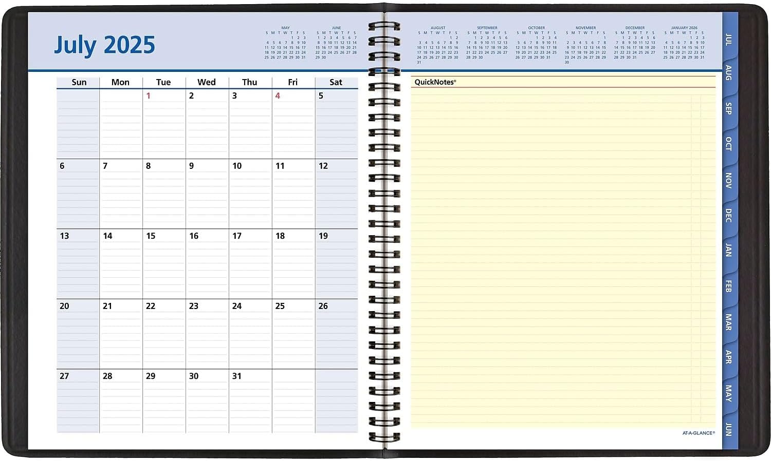 2025-2026 AT-A-GLANCE QuickNotes 8" x 10" Academic Year Weekly & Monthly Planner, Faux Leather Cover, Black (76-11-05-26)