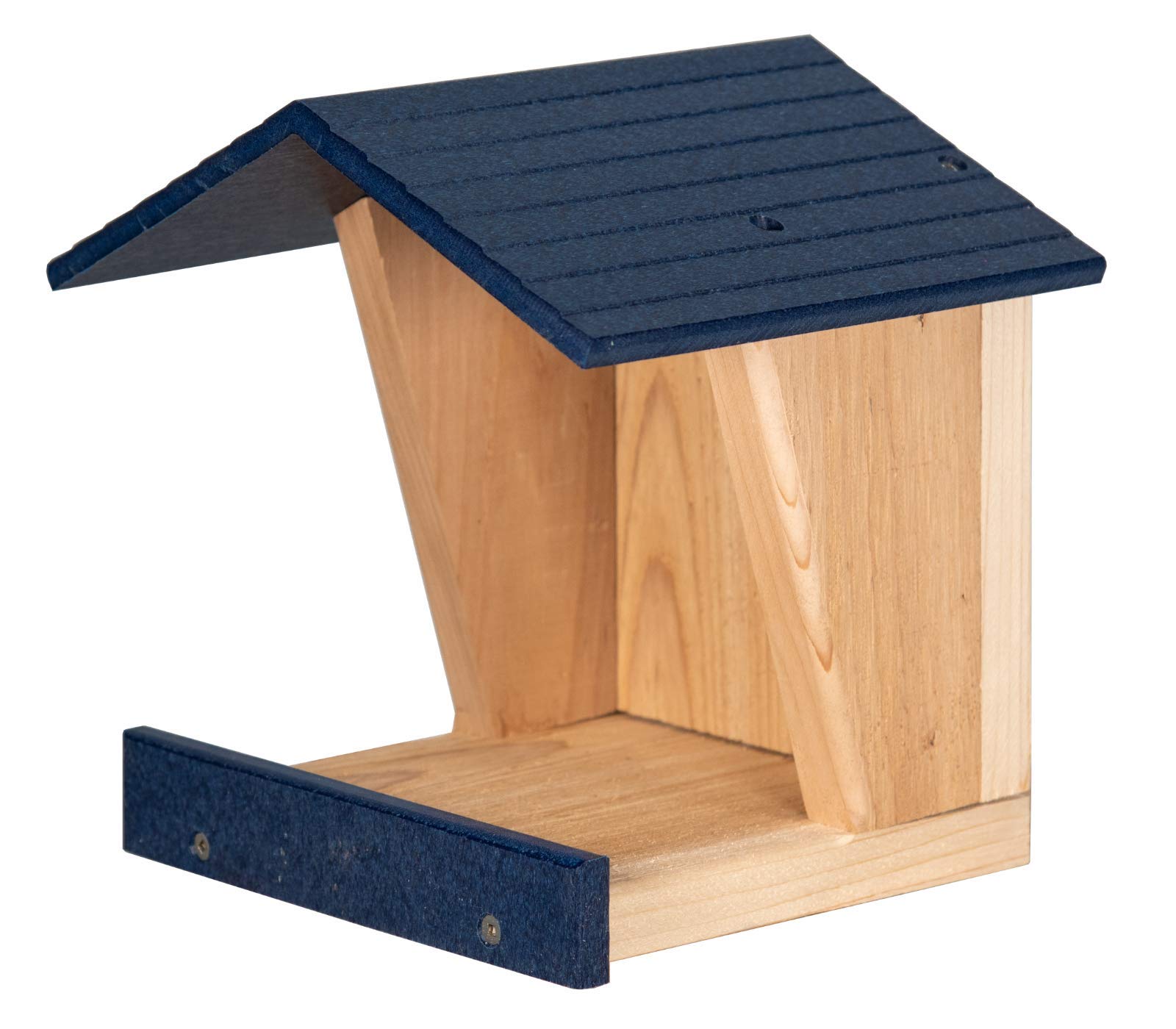 JCs Wildlife Modern Style Cedar Robin Roost with Poly Lumber Roof - Great for Robins, Phoebes, Doves and Swallows - Nesting and Roosting Platform (Blue)