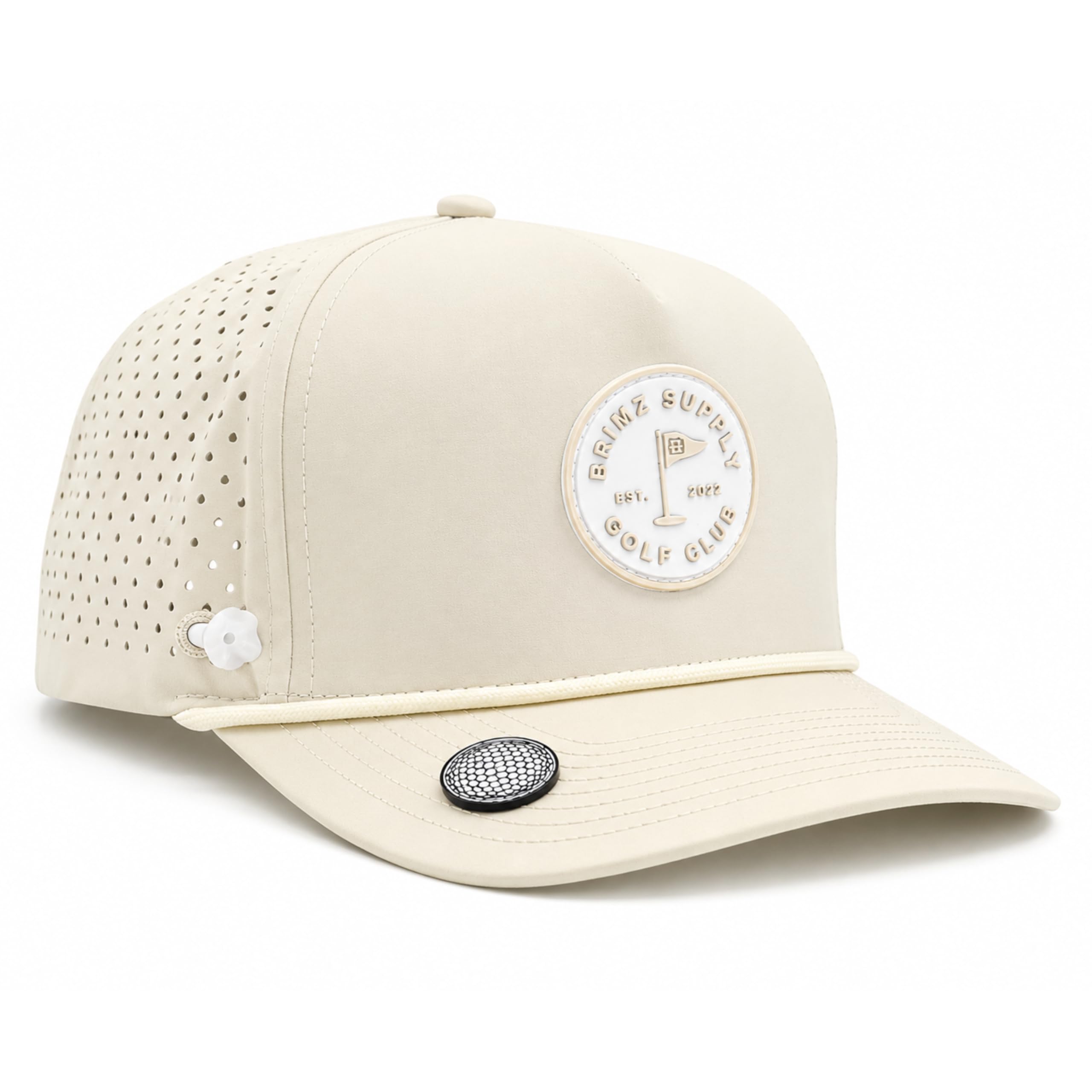 BRIMZ Golf Performance Hat - Tee Holder &amp; Magnetic Brim - Breathable Sweat &amp; Water Resistant Golfing Snapback Cap