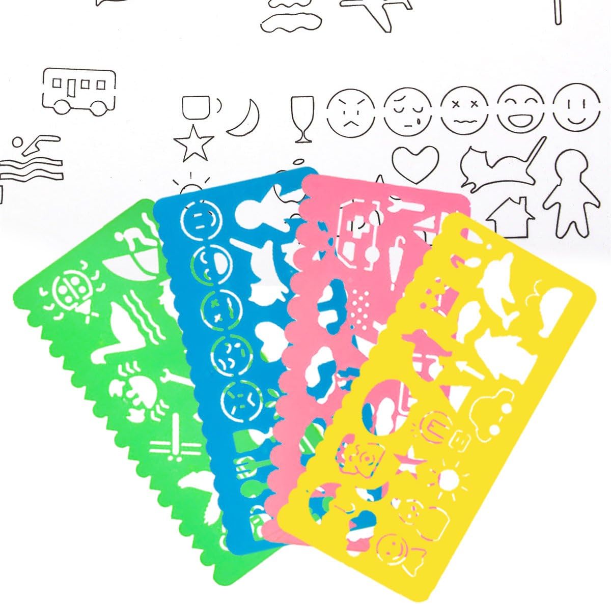 24 Pcs Plastic Drawing Stencils Set Colorful Drawing Scale Template DIY Crafts Set for Boys Girls with Animal Stencils - 6 Sets of 4 Different Stencils by STARVAST