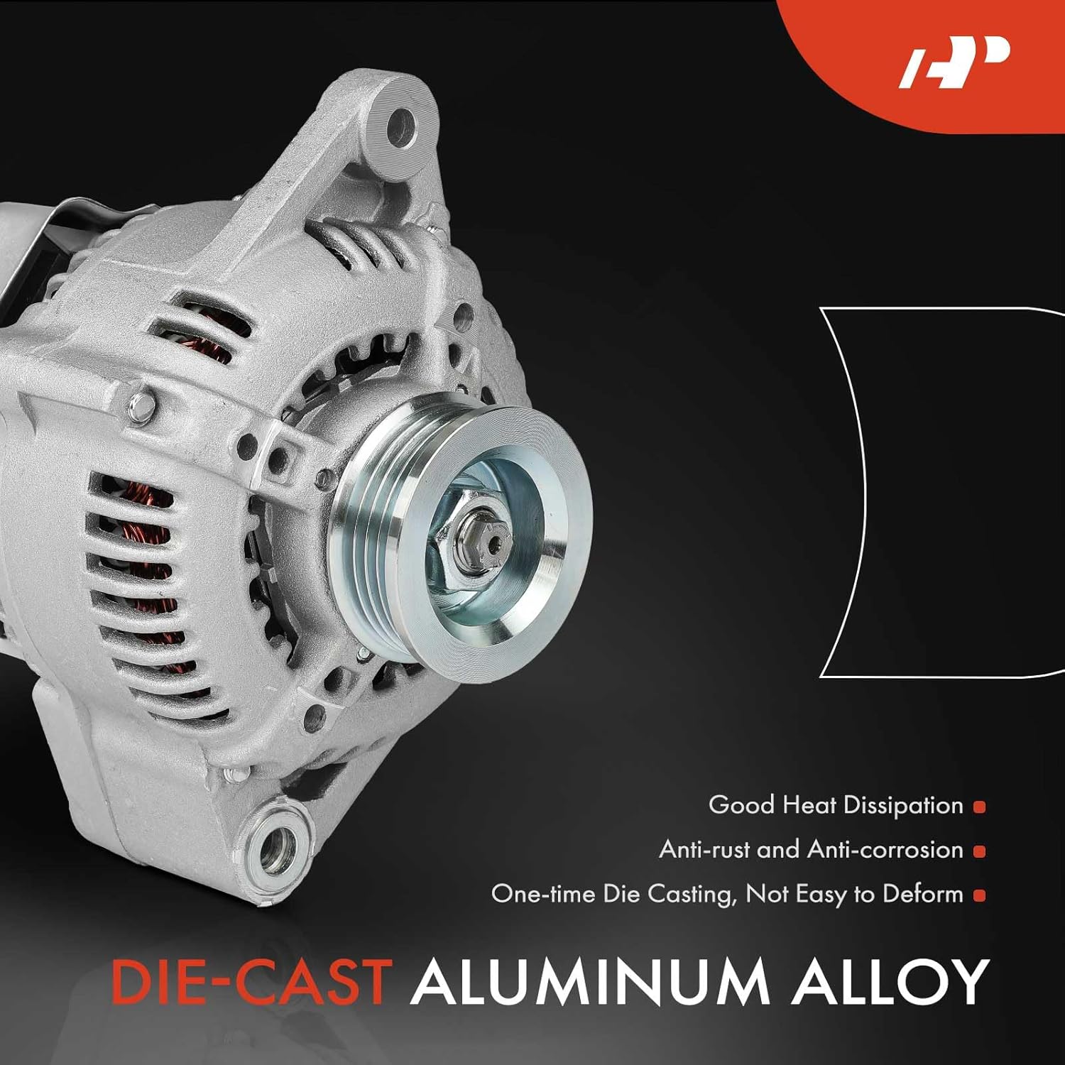 A-Premium Alternator Compatible with Toyota Tacoma 1995-1999, Tundra 2000-2002, 4Runner 1996-1998, T100 1995-1998, 3.4L, 12V 70A 4-Groove Pulley Clockwise, Replace# 2706062110, 270606211084