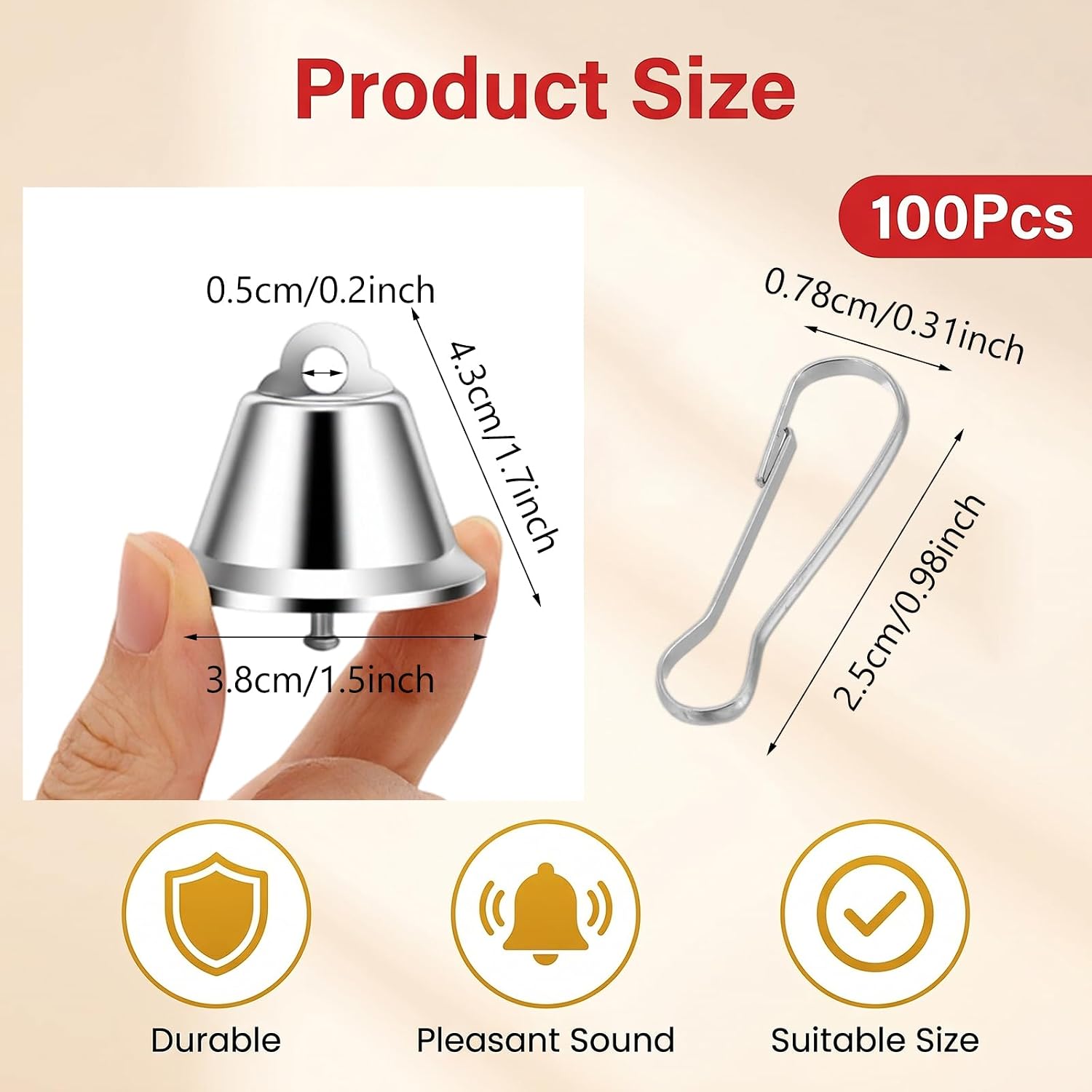100 Pcs Silver Bells for Crafts, Silver Wedding Bells
