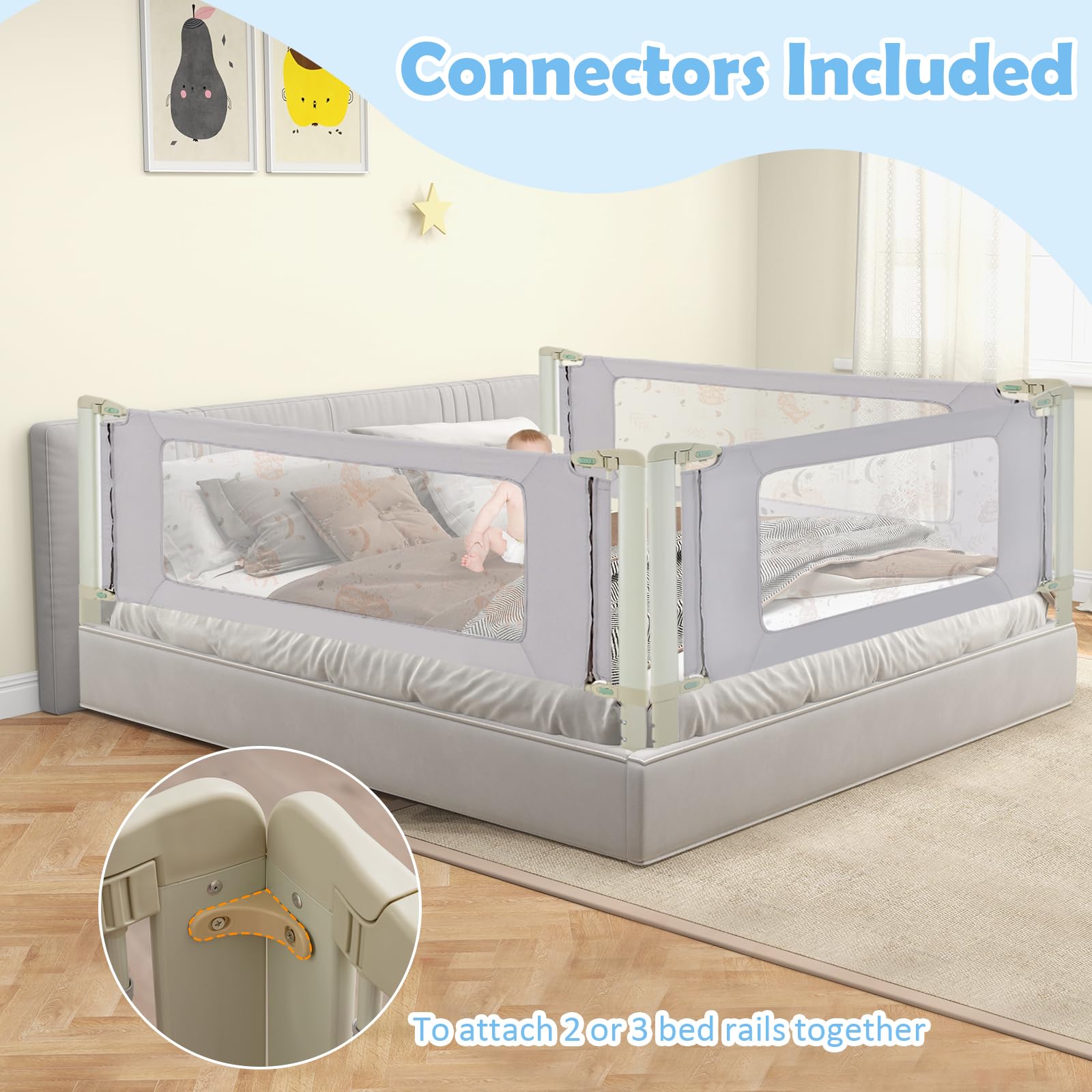 Snapklik.com : BABY JOY Bed Rail For Toddlers, 70